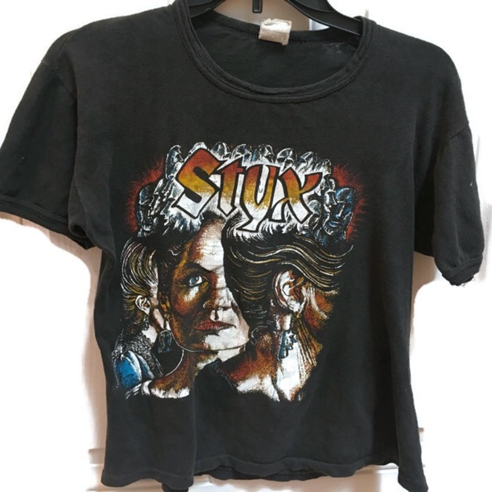 Vintage 1981 Styx T-shirt Size L Band Classic Rock Wizard  Man Of Miracles Black - Picture 2 of 6